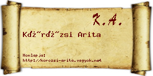 Körözsi Arita névjegykártya